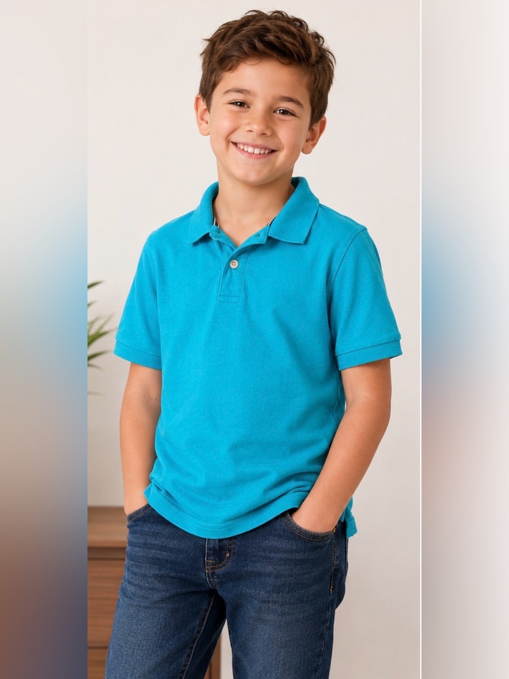 The Children’s Place Boys Turquoise Polo Shirt Size M (7/8) Short Sleeve